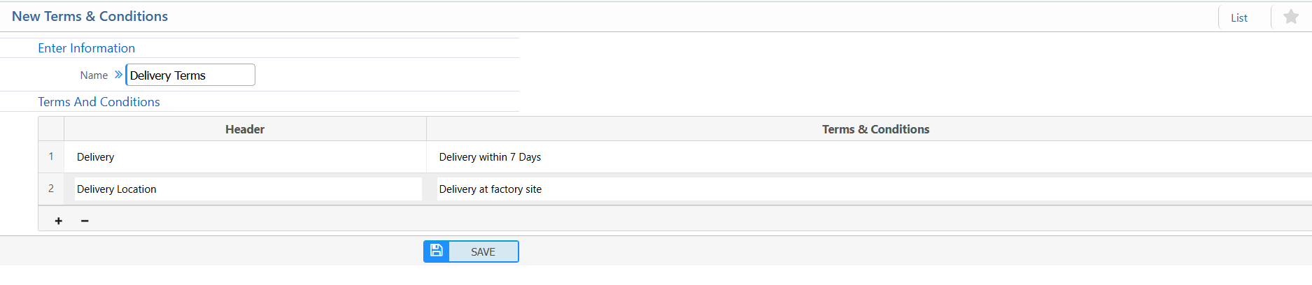Add Terms Condition