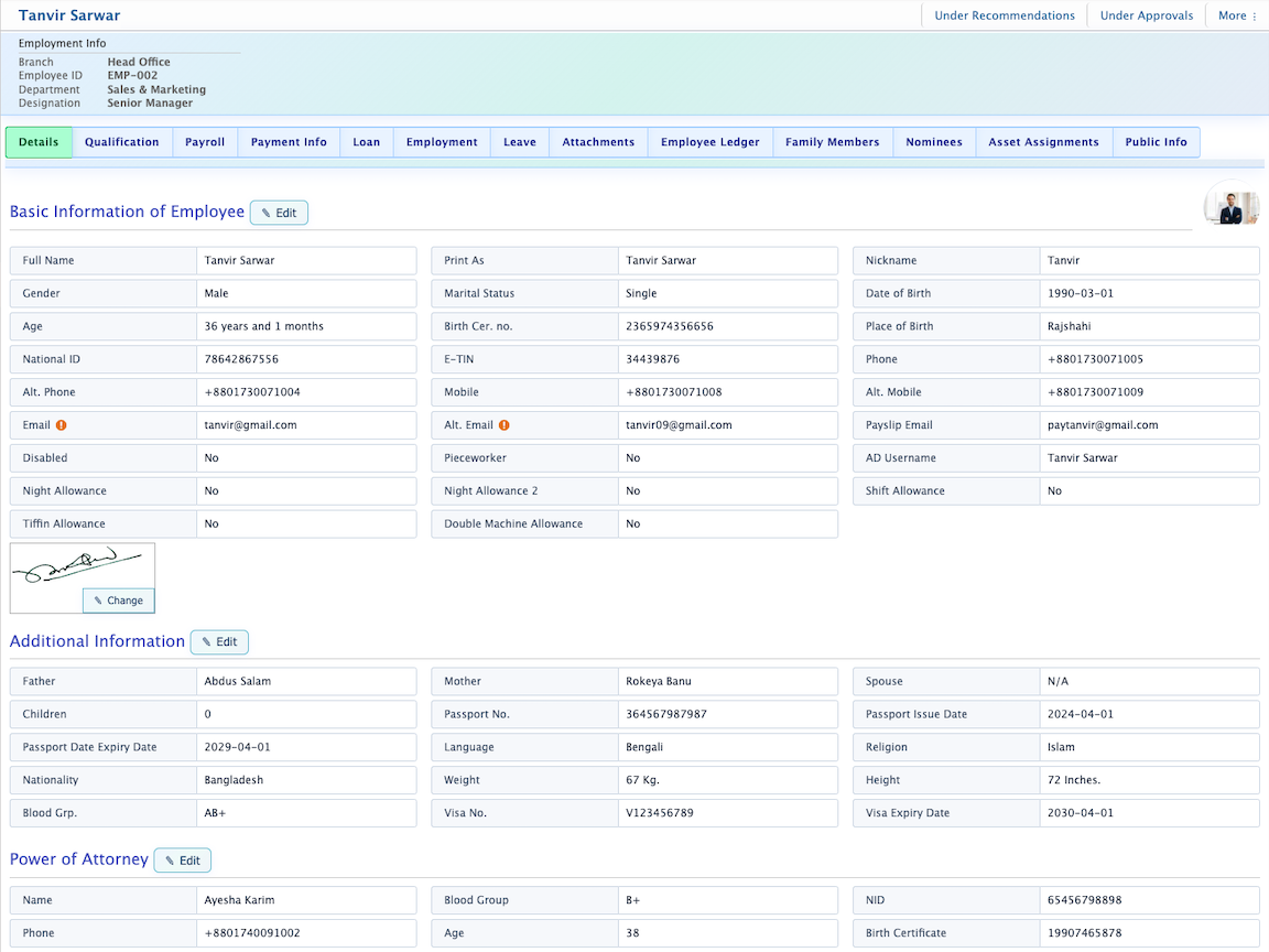Employee Profile