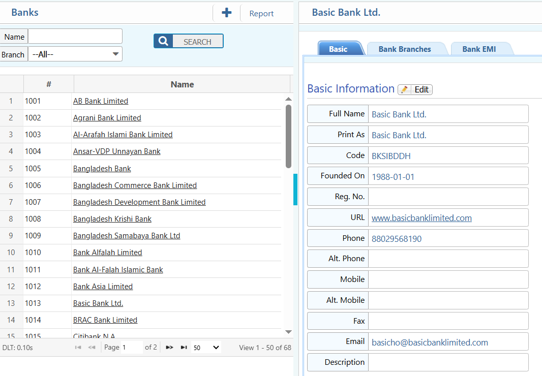 Bank Search Options