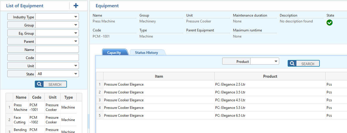Equipment/Machine List