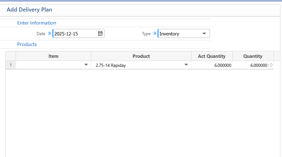 Add Delivery Plan
