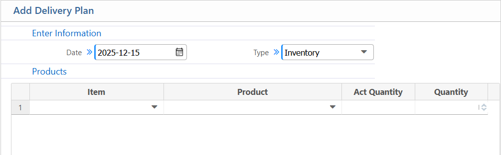 Add Delivery Plan